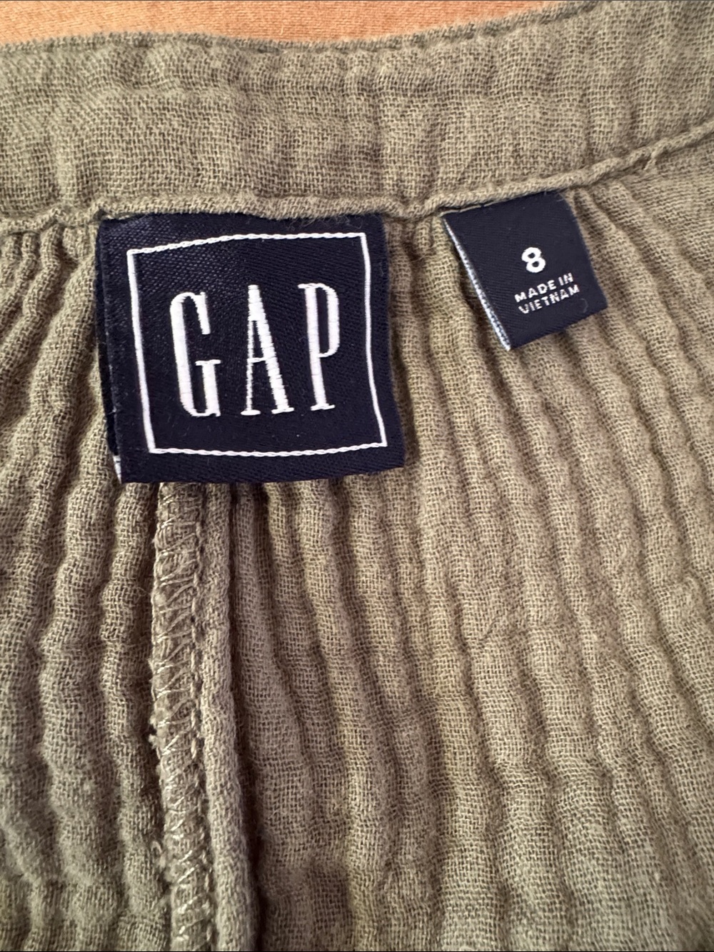 GAP Olive Gauze Short-Sleeve Jumpsuit - Picture 2 of 5